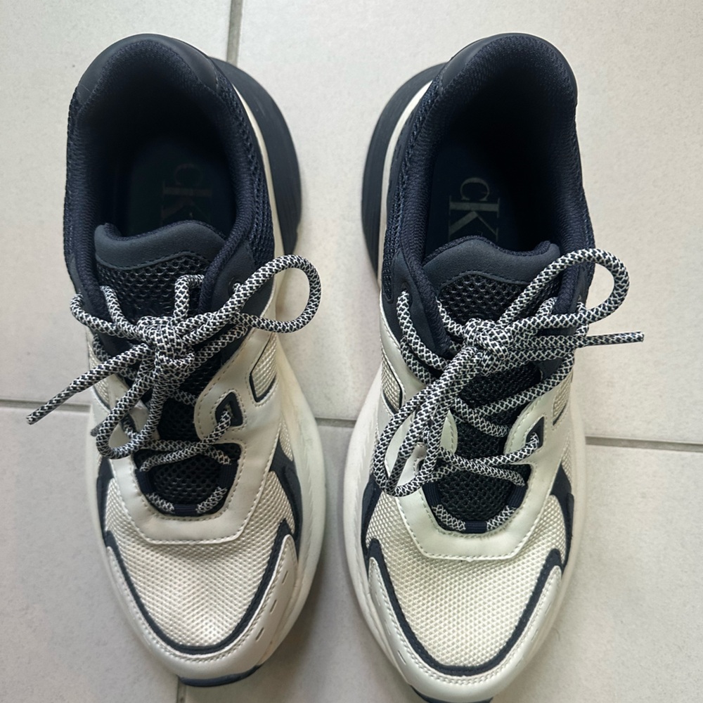 Calvin Klein Cream and Black Athletic Shoes